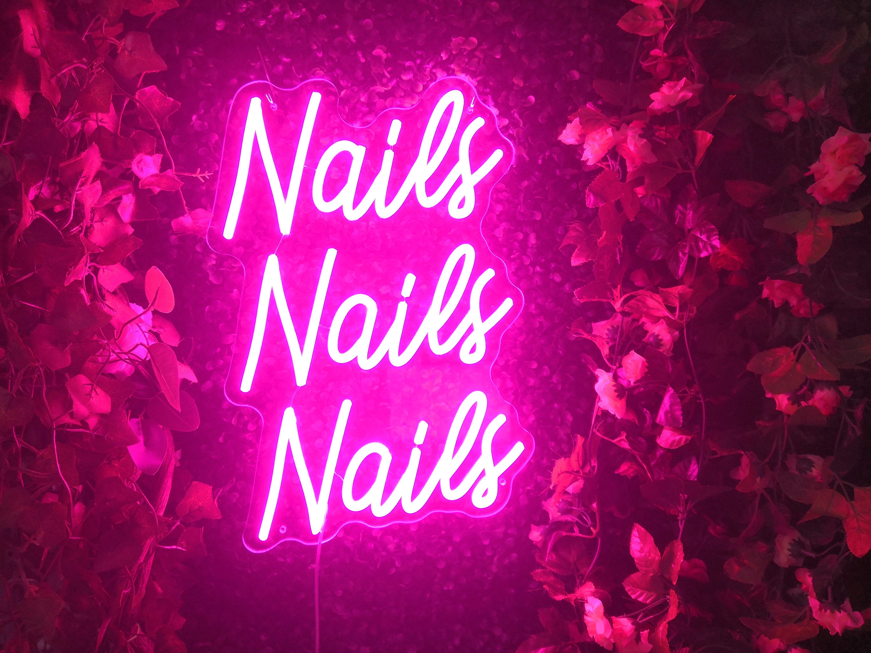 Neon Sign Nails💗 Shop Custom Press on Nails Link in bio 🥰 #fyp #nail