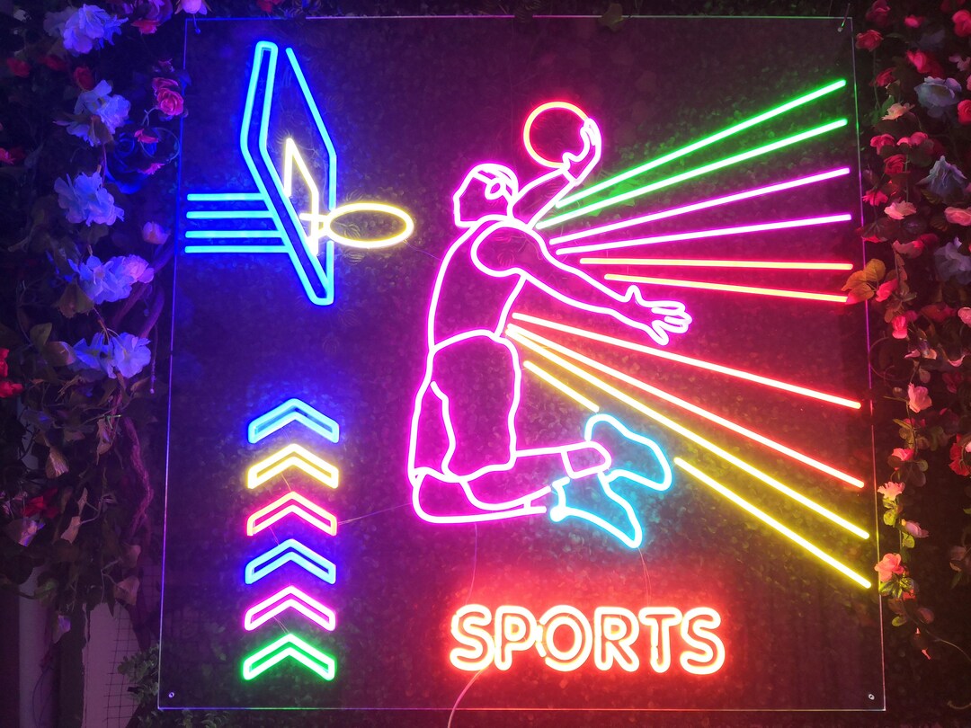3D Neon Sign for Room Decor Sports Bar Football Baseball Basketball Man