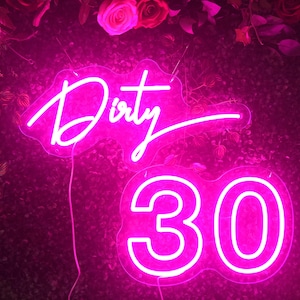 Decoraciones para fiesta de cumpleaños número 30, letrero de neón para fiesta de cumpleaños número 21, 40, 50 y 60, letrero de neón con nombre personalizado, luz LED personalizada, regalo de cumpleaños