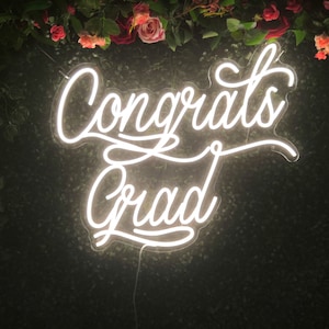 Letrero de neón personalizado con texto "Felicitaciones a graduados", letrero de luz de neón para decoración de pared, dormitorio, fiesta de graduación, cumpleaños, evento, decoración del hogar, regalo para el mejor amigo