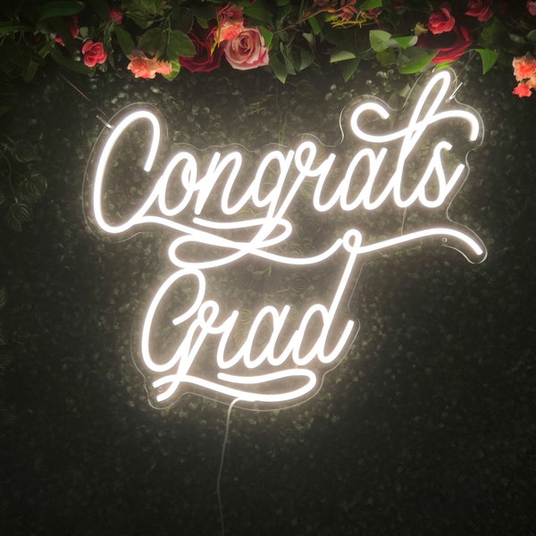 Custom Neon Sign Congrats Grad Neon Light Sign for Wall Decor Dorm Room Graduation Party Birthday Event Home Decoration, Best Friend Gift