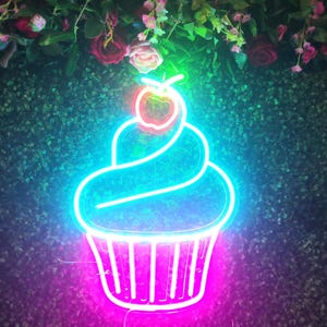 Insegna al neon per panetteria, Insegna al neon per cupcake, Insegna a LED per dessert, Insegna al neon per caffetteria con torta gelato, Insegna a LED per pasticceria, Insegna al neon per pasticceria