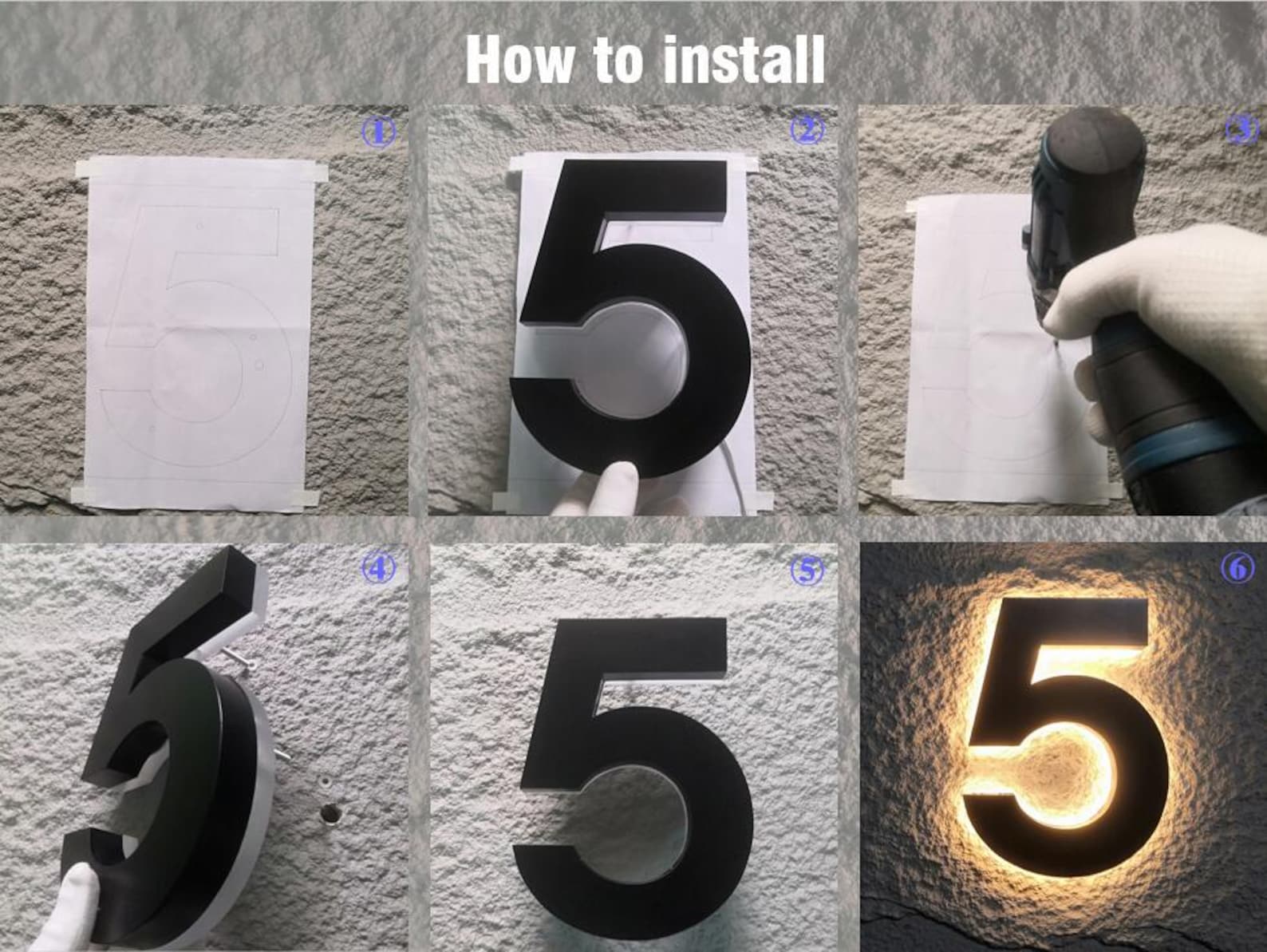 Copper Led House Number, Custom Metal Numbers, Address Number Plaque ...