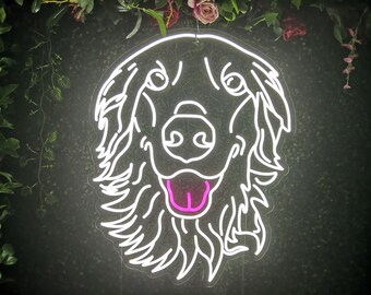 LED-neonbord Golden Retriever: aangepaste hondennaam, decoratie huisdier