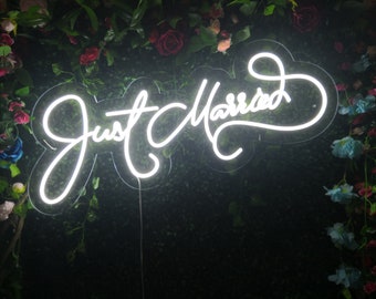 14"x7"Just Married Neon Sign Light Weeding Room Wall Display Visual Artwork Gift 