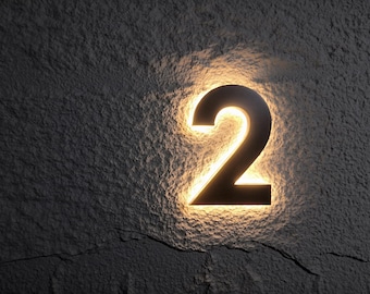 Metal LED House Number Sign: Backlit Door Number