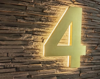 Aangepast huisnummer met led-achtergrondverlichting: 3D metalen adresbord