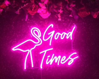 Neonreclame flamingo: led-muurdecoratie 'Good Times'