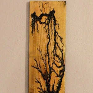 Lichtenberg Wood Burning, Rustic Wooden Wall Art, Lightning Wall Hanging, Burnt Wooden Art, Lichtenberg Fractal Decor, Handmade Art