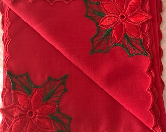 Vintage red cloth Christmas cocktail or luncheon napkins