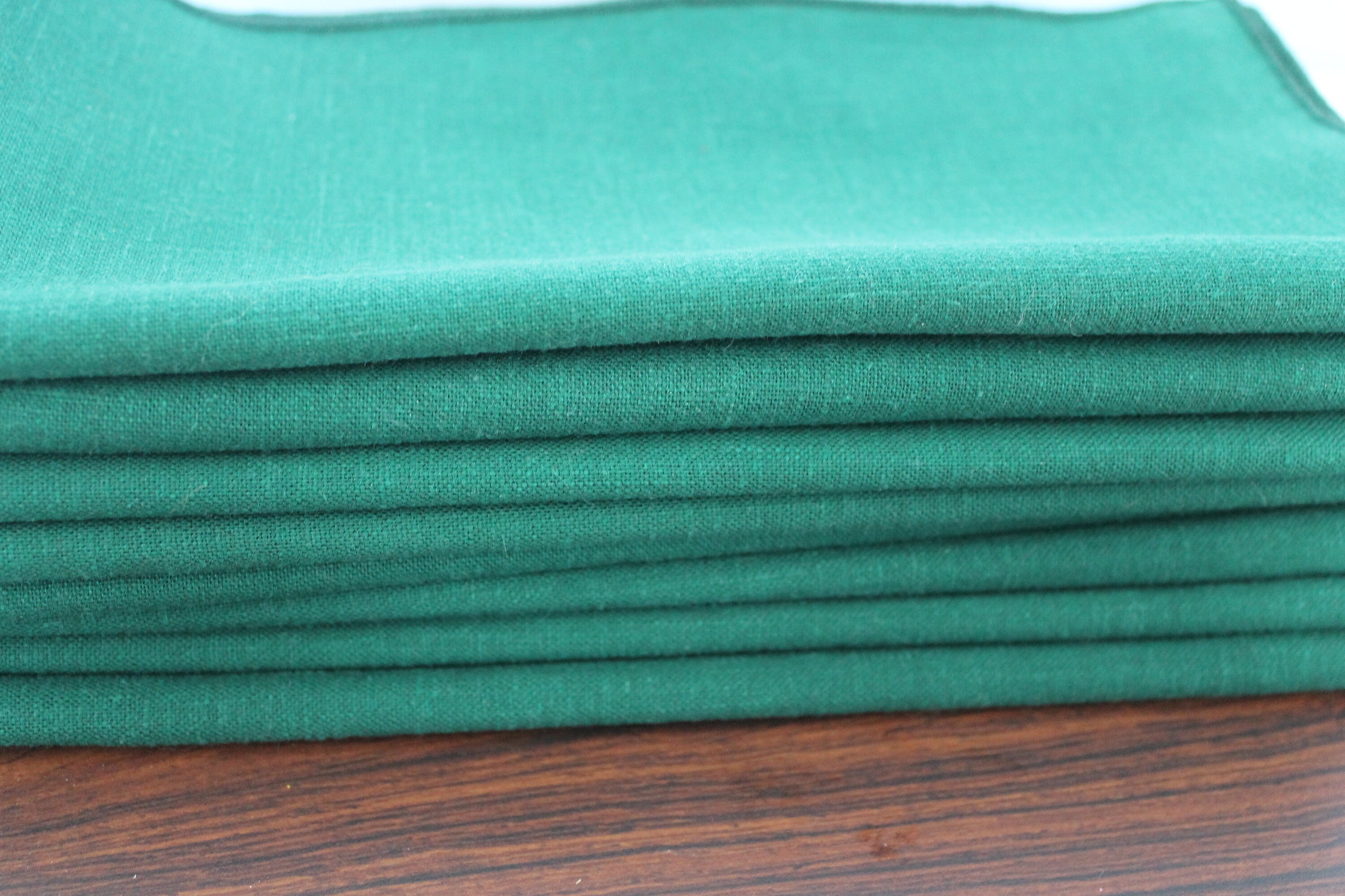 Set of 8 vintage green fabric napkins Etsy