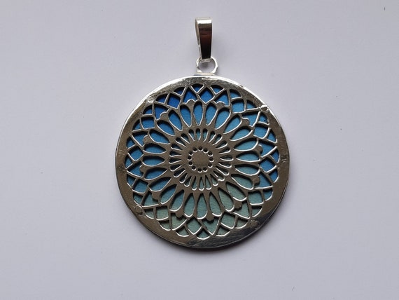 Silver Pendant With Titanium With Leather Necklace - Etsy