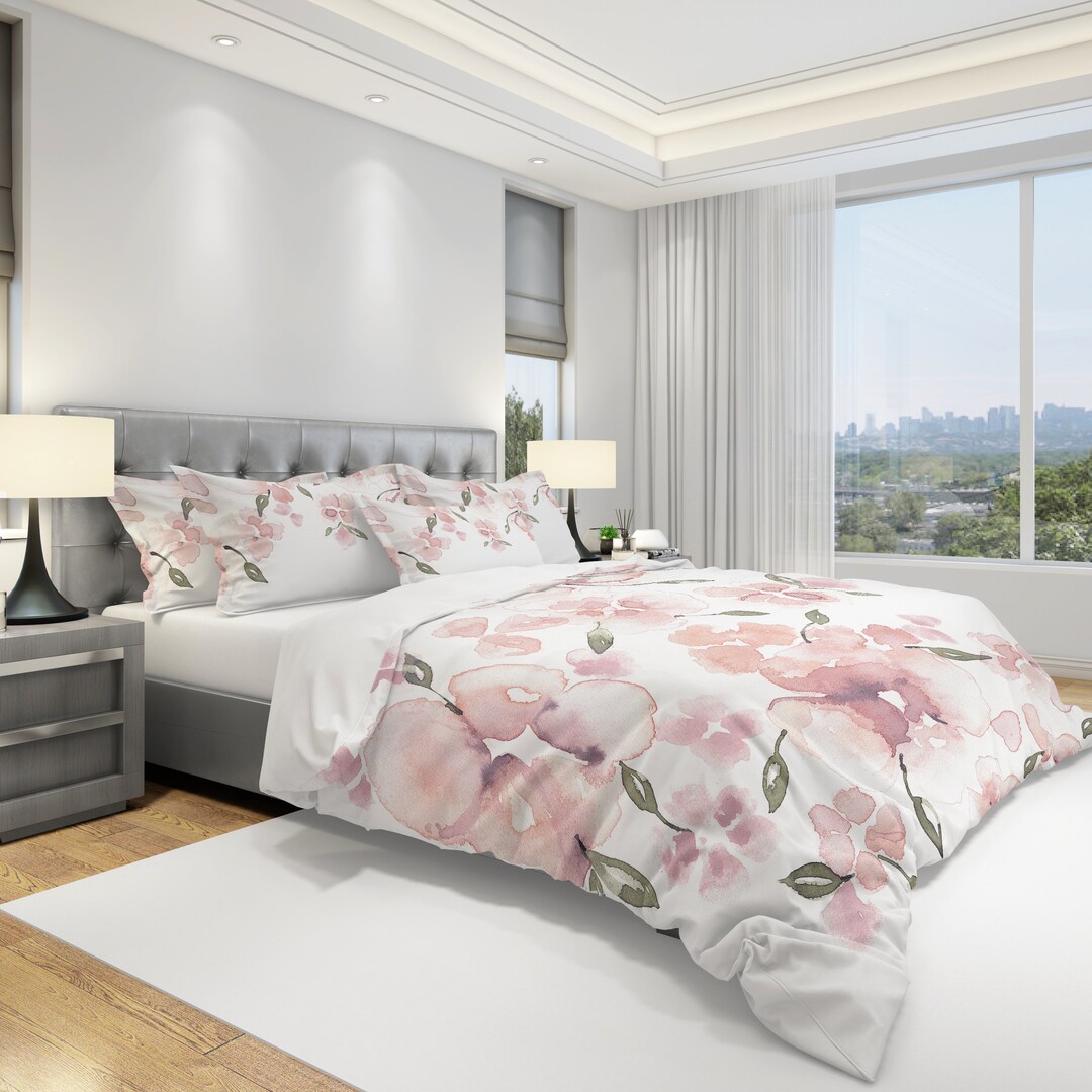 Rose Pink King Duvet Cover 100 Cotton Sateen in All Standard Etsy