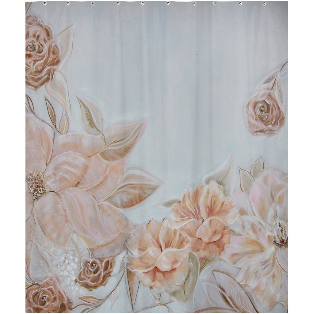 Douche gordijnen / badkamer gordijn / roze bloem douche Etsy