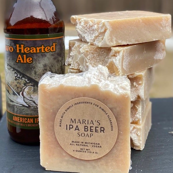 Beer Soap Michigan IPA (India Pale Ale) beer, Hand made with Two Hearted Ale beer.