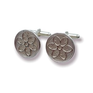 Unique cufflinks “Rose Window” in 925 silver/ rhodium-plated