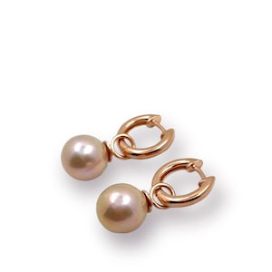 Unique earrings in 925 silver with 750 rose gold plating and rose drop pearls