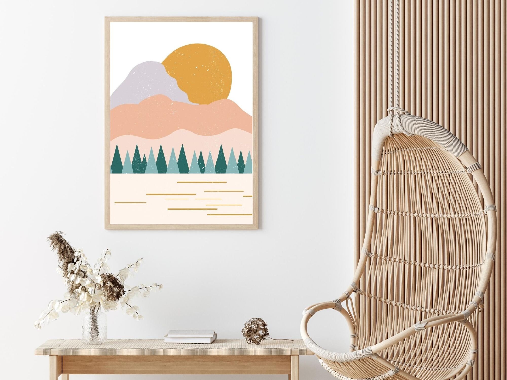Boho landscape wall art print desert landscape sun landscape Etsy