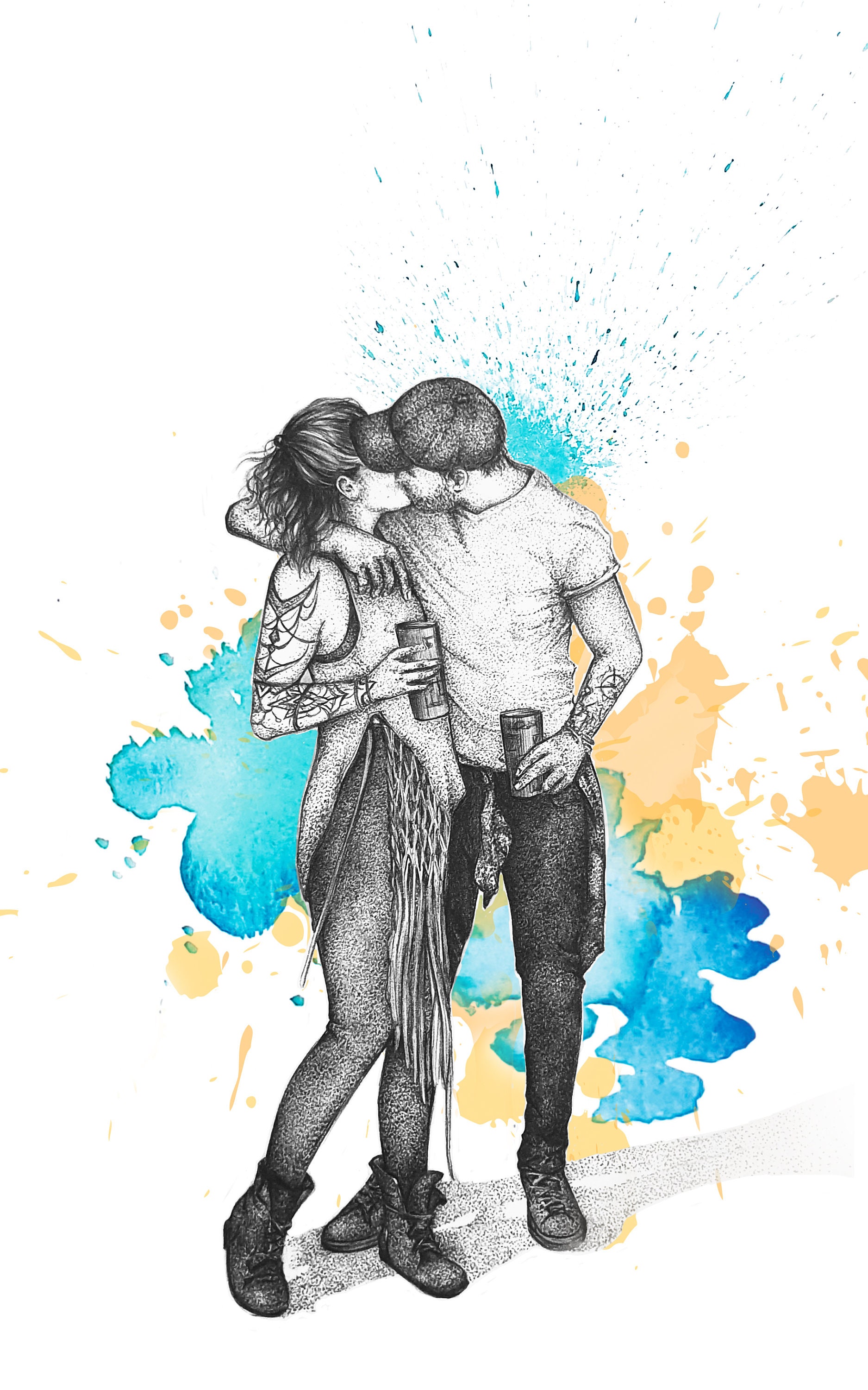 Dessin sur Mesure - Compostition Dotwork et Aquarelle