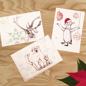 9 cartes de Noël - animaux en voie de disparition
