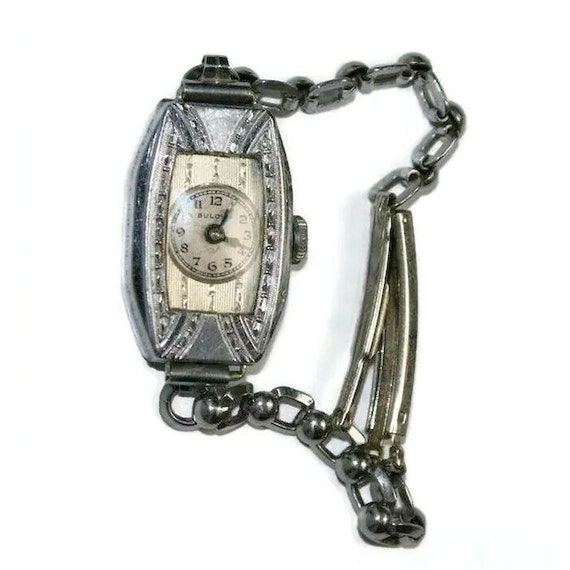 Lady Bulova Art Deco Watch with Case 1930's Deco S