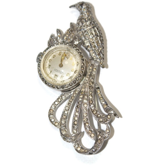 Vintage Lapel Pin Watch, Vintage Bird Pin Watch, … - image 4