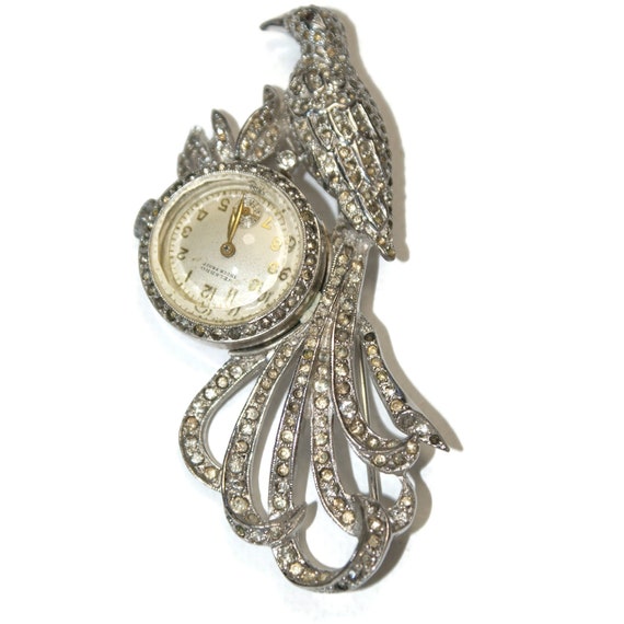 Vintage Lapel Pin Watch, Vintage Bird Pin Watch, … - image 9