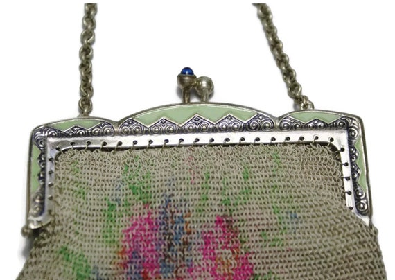 Vintage Mesh Purse, Vintage Floral Mesh Purse, Me… - image 6