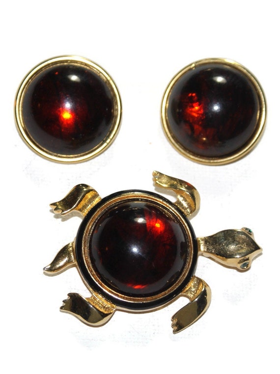 Craft Gem Craft Jewelry Set, Red Pin Brooch Earri… - image 6