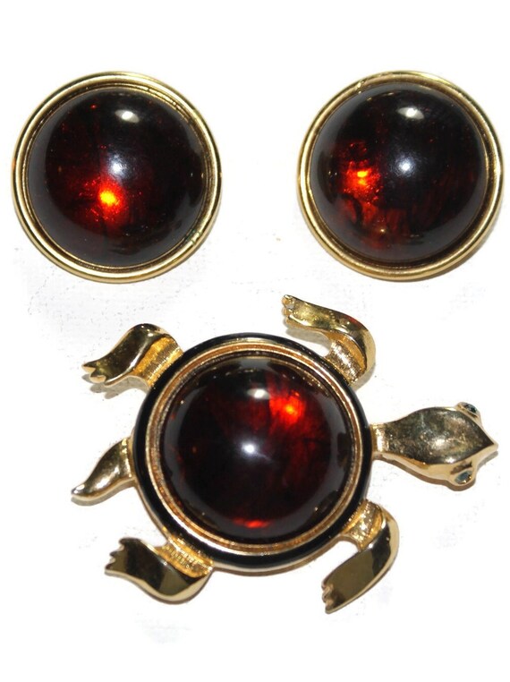 Craft Gem Craft Jewelry Set, Red Pin Brooch Earri… - image 4