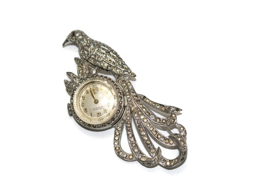 Vintage Lapel Pin Watch, Vintage Bird Pin Watch, … - image 1