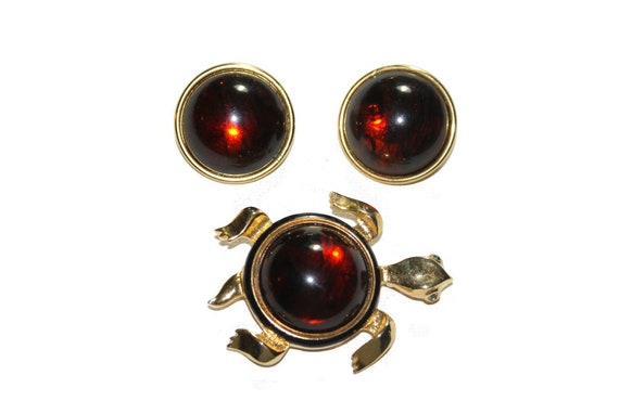 Craft Gem Craft Jewelry Set, Red Pin Brooch Earri… - image 1
