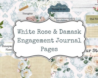 White Rose Damask Engagement Journal Pages (Printable)