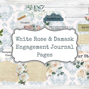 White Rose Damask Engagement Journal Pages (Printable)