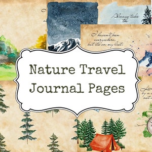 Nature Travel Junk Journal Kit: Watercolor Mountain Pages (Digital Download)