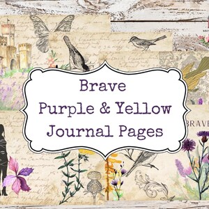 Brave Theme Junk Journal: Purple & Yellow Printable Pages (Digital Download)