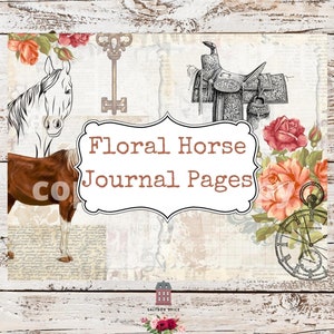 Pferd Junk Journal, Pferd Papier, Pferd Ephemera, Pferd Printables, Reiter bedruckbar, Westernpferd digitale Kits, Pferd digitaler Download