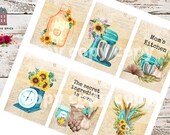 Sunflower Kitchen Printable Tags: ATC Junk Journal Hang Tags (Digital Download)