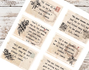 C.S. Lewis Quotes Printable Tags: Vintage Style ATC (Digital Download)