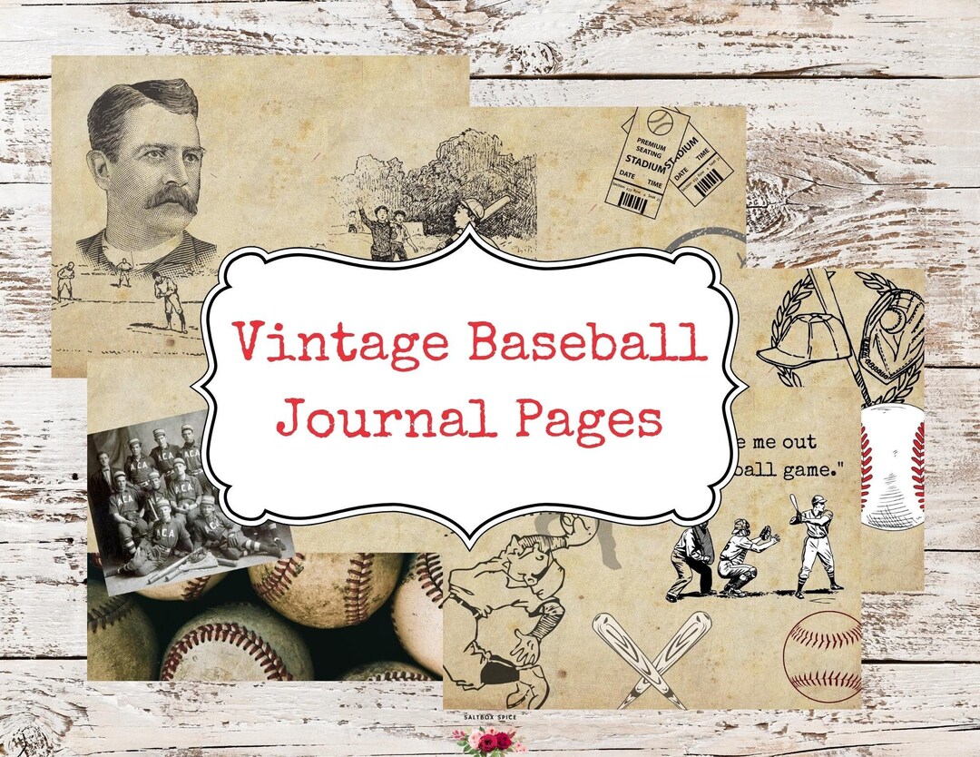 Vintage Baseball Journal Pages, Printable Baseball Collage Sheet ...