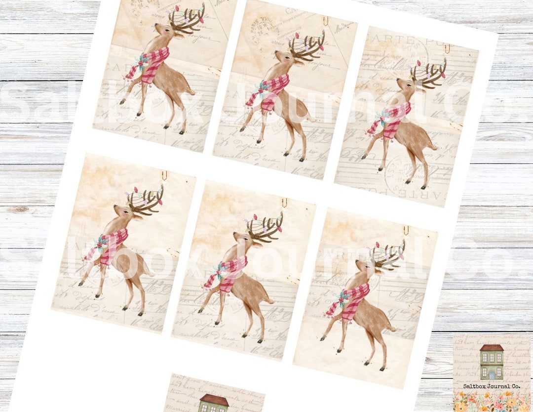 Reindeer Gift Tags, Printable Reindeer Tags, Watercolor Reindeer Hang ...