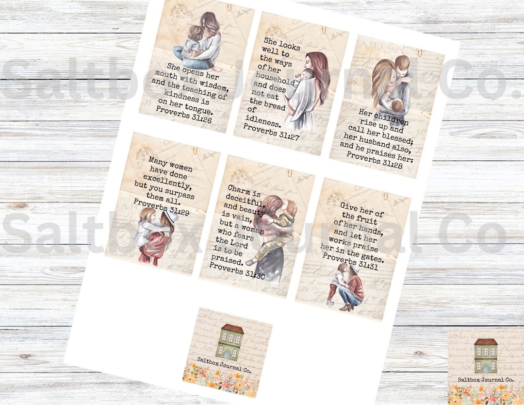 Printable Mother's Day Scripture Cards, Proverbs 31 Tags, Mother's Day ...