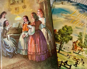 Vintage Little Women, Little Men, Book Set, Illustrated Grosset & Dunlap, 1980, 1981 Prints, Louisa May Alcott, Classic Book Bundle, 1947