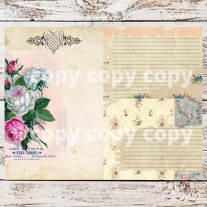 French Shabby Roses Journal Pages Printable Cabbage Rose - Etsy
