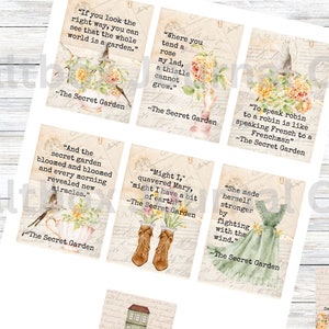 Secret Garden Gift Tags: Watercolor Book Quotes (Digital Download)