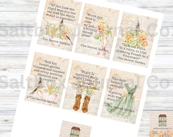 Secret Garden Gift Tags: Watercolor Book Quotes (Digital Download)