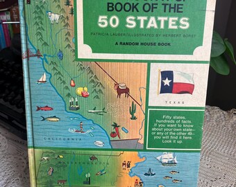 1967 El libro para consultar los 50 estados, de Patricia Lauber, tapa dura, libro de geografía infantil clásico.