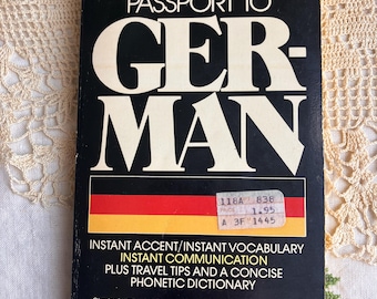 Pasaporte al alemán de Charles Berlitz, 1974, Guía de idiomas antigua, libro de frases