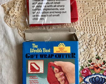 Cortador de papel de regalo vintage, nuevo en caja sellada, Giftco. Herramienta práctica para envolver regalos.