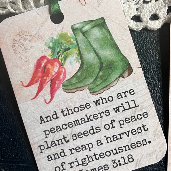 Garden Scripture Cards, Scripture Hang Tags, Scripture Gift Tags, Gardening Bookmarks, Bible Junk Journal, Bible Journaling